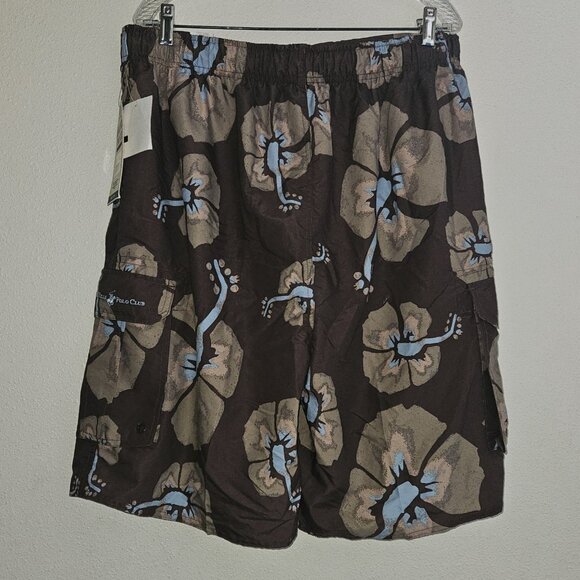 NEW Beverly Hills Polo Club Swim Trunks Board Shorts Mesh Lined Mens XL Brown - Picture 4 of 11